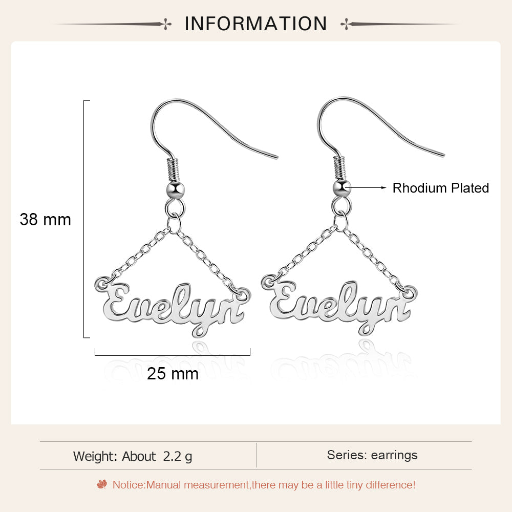 Mother's Day Gift Personalized Name Earrings Custom Drop Earrings for Women-Engravingift