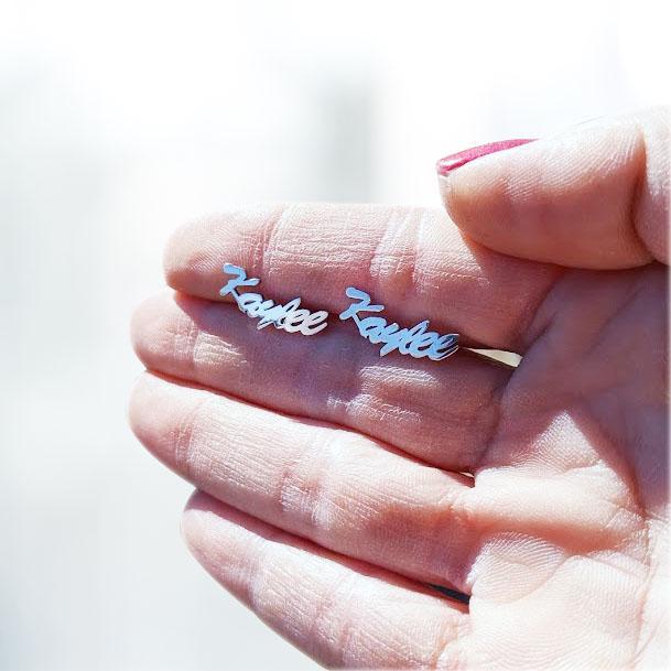Mother's Day Gift Script Name Earring-Name Stud Earring(1 Pair)-Engravingift