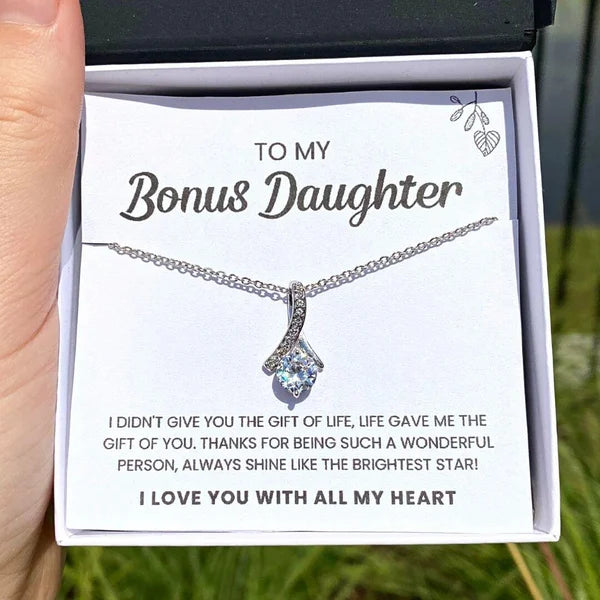 Mother's Day Gift To My Bonus Daughter | Shine Like The Brightest Star Alluring Beauty Necklace Gift Set-Engravingift