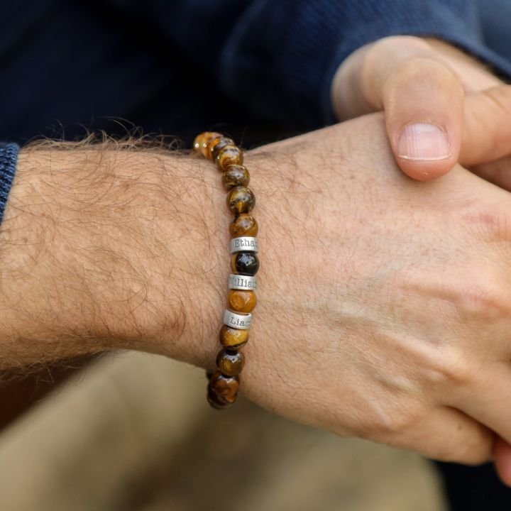 Christmas Gift Tiger Eye Men Bracelet Personalized Beaded Warp Bracelet Gift For Him