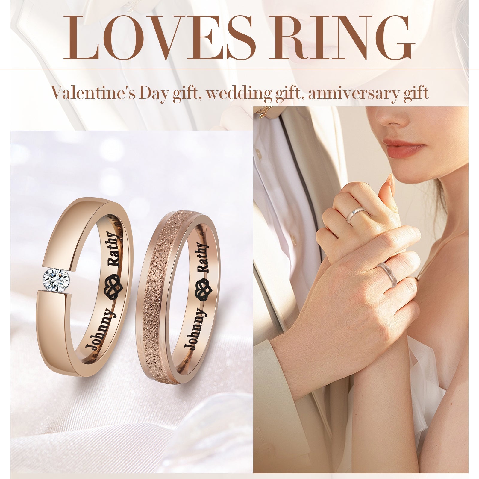 Mother's Day Gift Couple Ring Personalized Infinite Love Matching Rings Gift for Couple Friends BBF-Engravingift