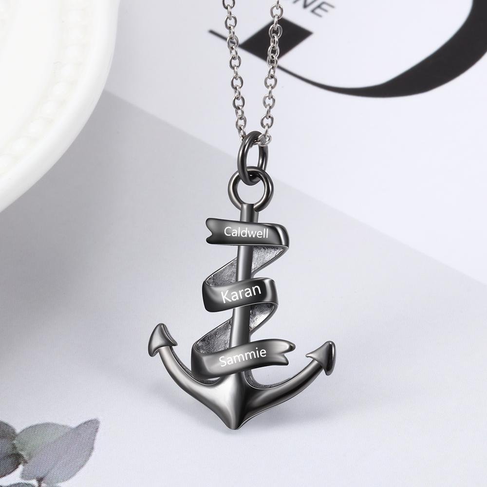 Mother's Day Gift Men's Anchor Pendant Necklace Personalized Names-Engravingift