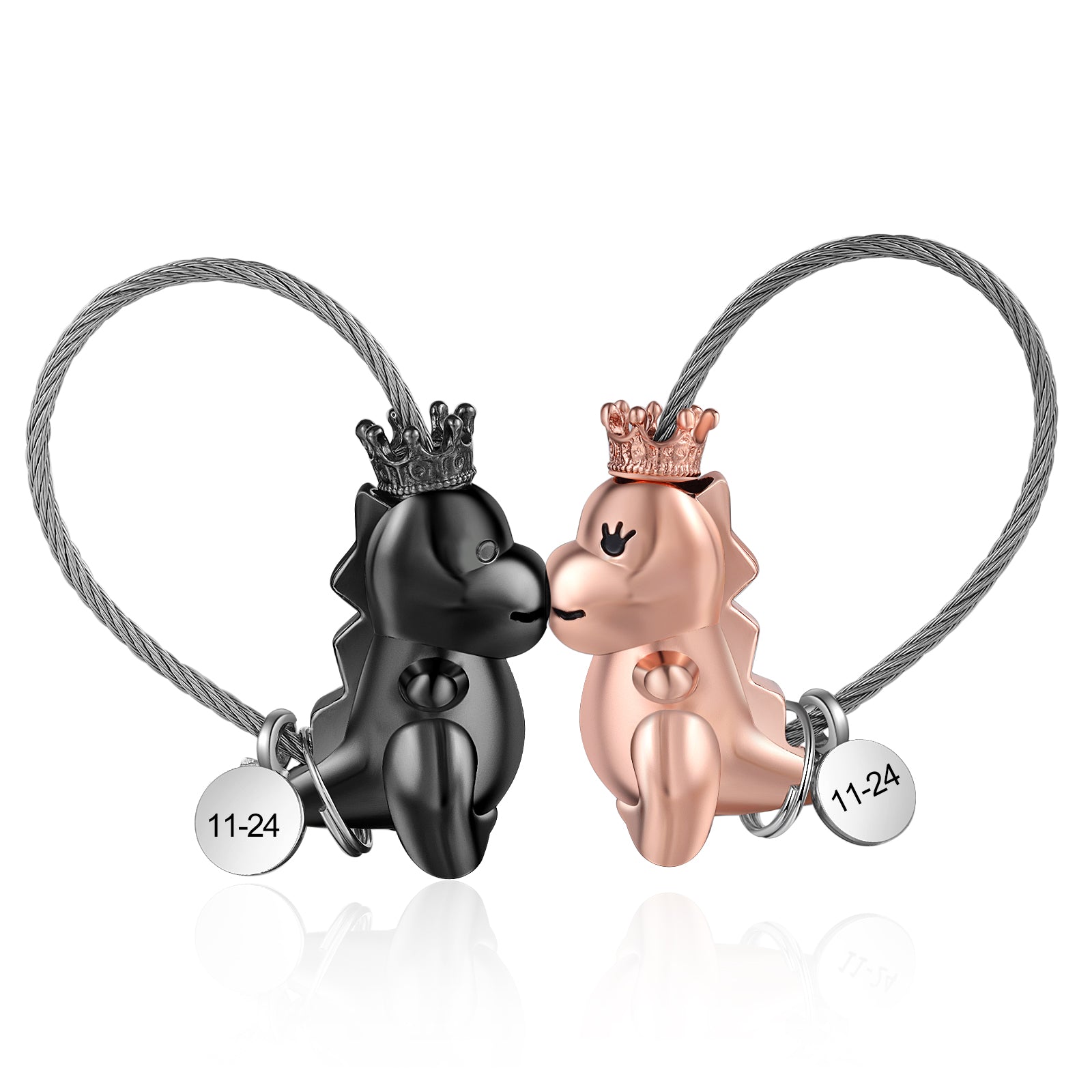 Mother's Day Gift  Magnetic Kissing Dinosaur Funny Keychain Personalized Matching Couple Key Ring Creative Gift-Engravingift