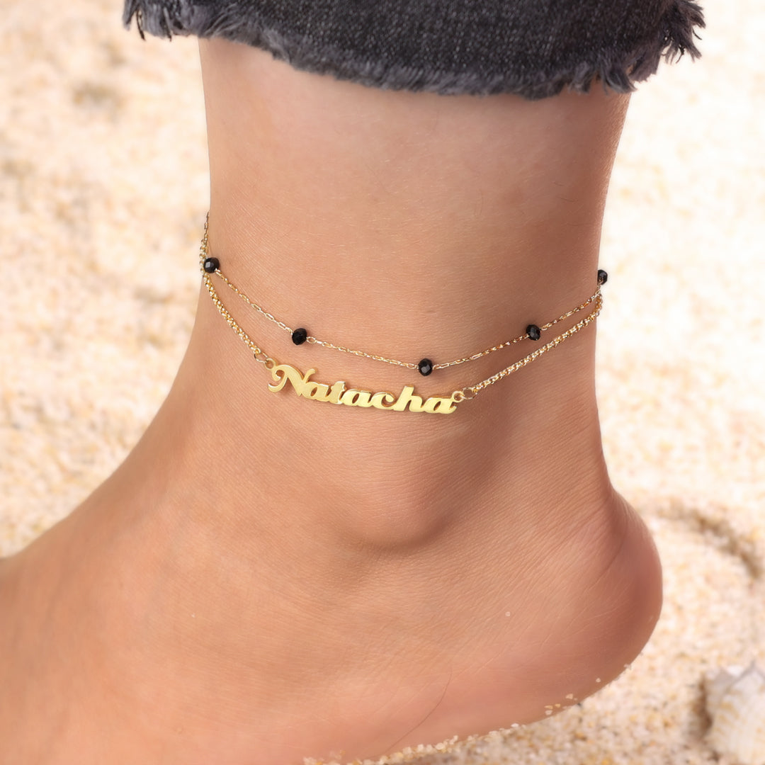 Mother's Day Gift Custom Name Anklet Bracelet Double Layers Anklet for Women-Engravingift