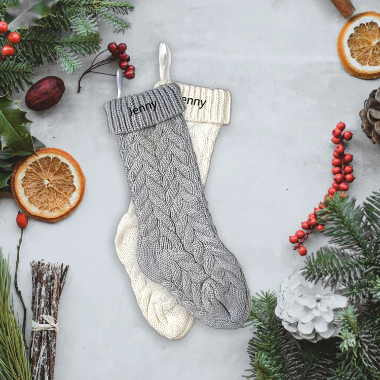 Christmas Needlepoint Stockings Personalized Name Knitting Stockings Decoration