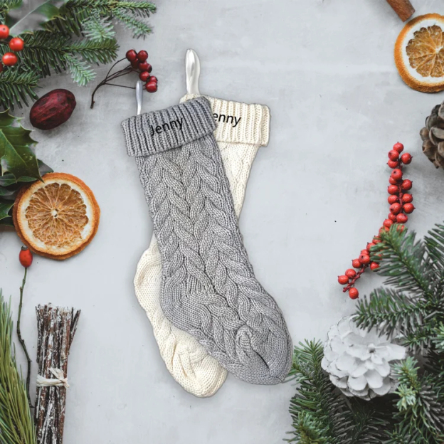 Christmas Needlepoint Stockings Personalized Name Knitting Stockings Decoration