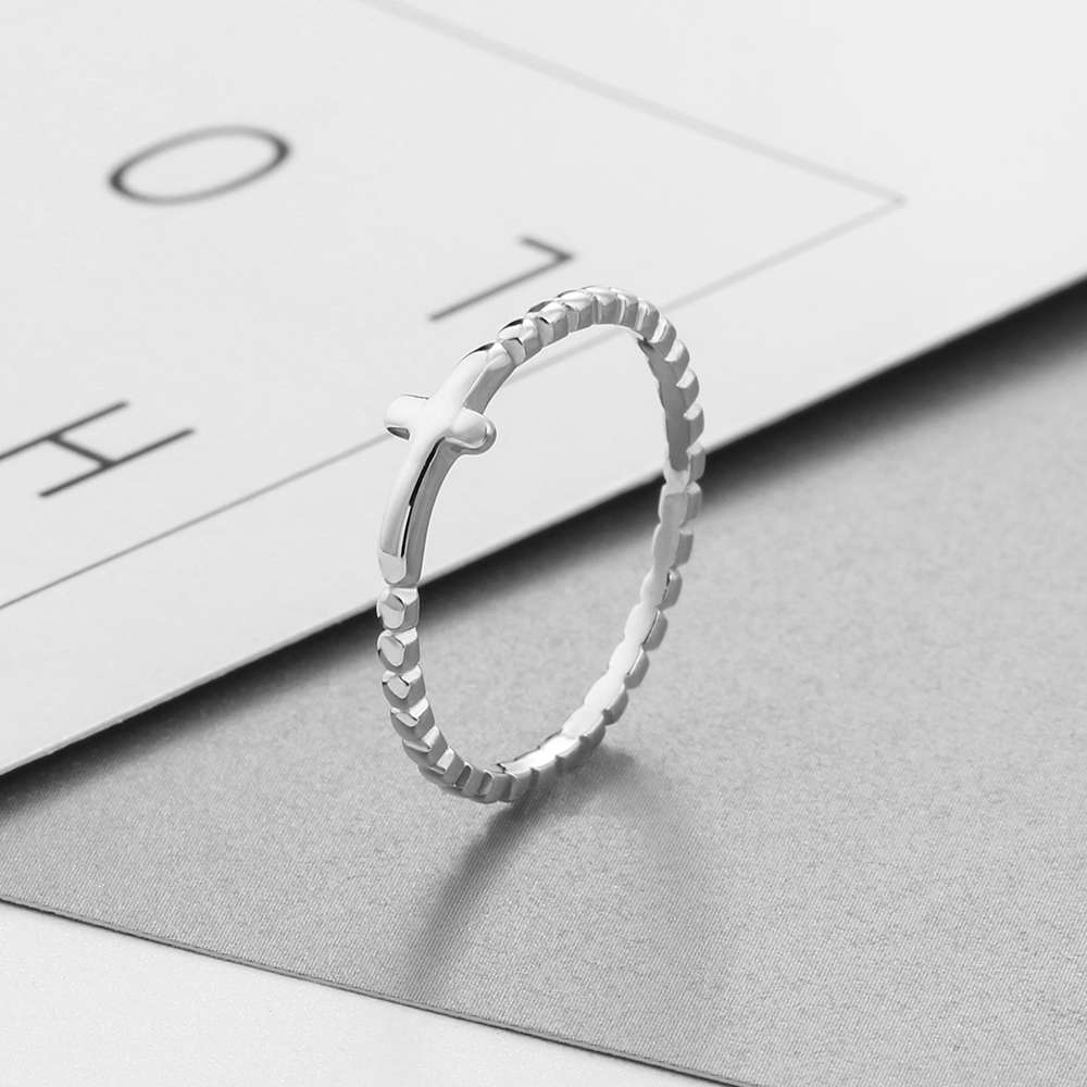 Mother's Day Gift Cross Ring Thin Contracted Style-Engravingift