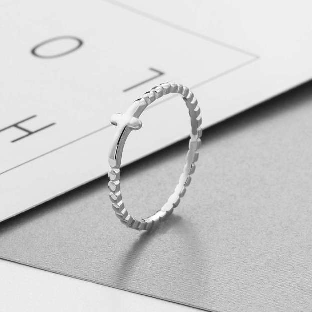 Mother's Day Gift Cross Ring Thin Contracted Style-Engravingift