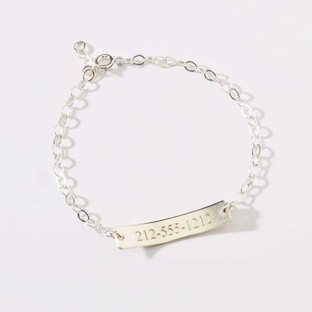 Baby Baptism Gift Personalized Child ID Bar Bracelet Silver Bracelet For Baby MelodyNecklace