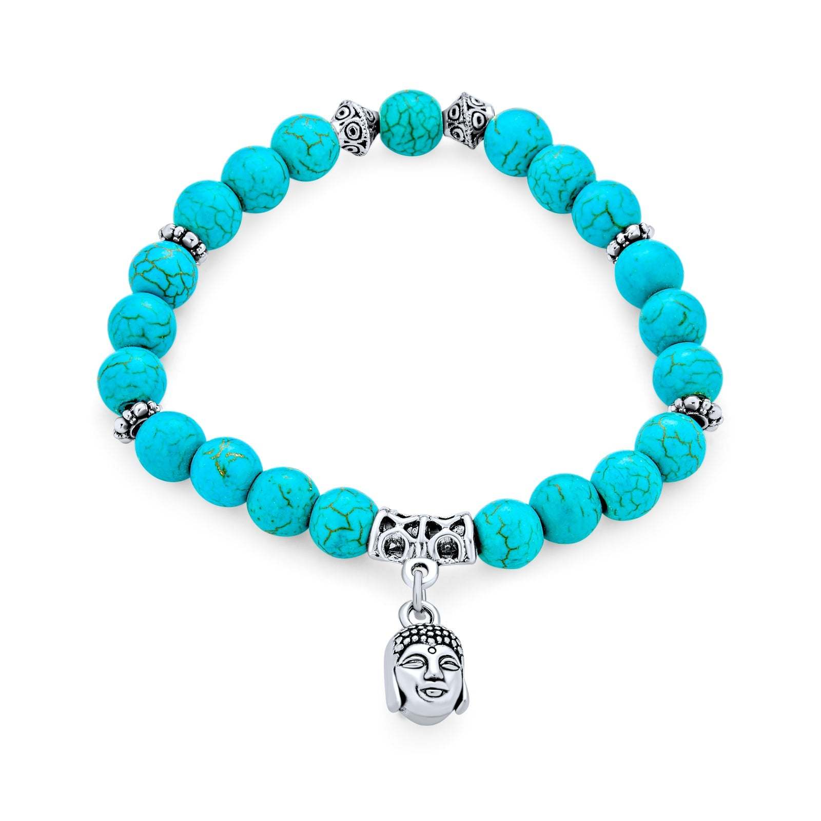 Valentine's Day Gift Spiritual Angel Wings Buddha Charm Gemstone Bead Stretch Bracelet