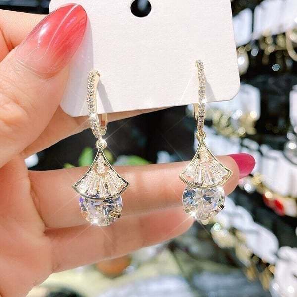 Mother's Day Gift Scalloped Crystal Earrings-Engravingift
