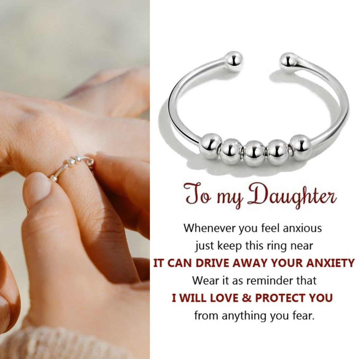 Mother's Day Gift For Daughter - S925 Drive Away Your Anxiety Layer Beads Fidget Ring-Engravingift