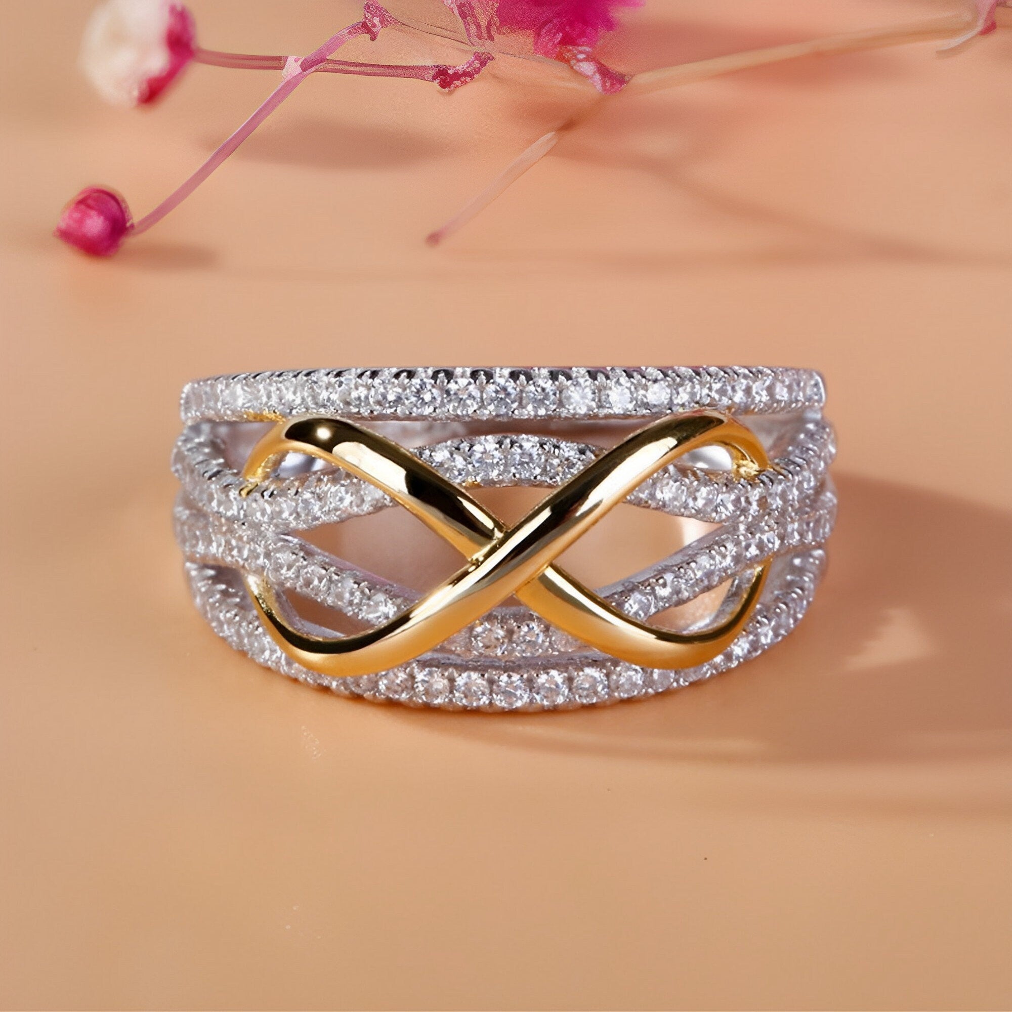 Mother's Day Gift Mother and Daughter Forever Linked Together Infinity Ring-Engravingift
