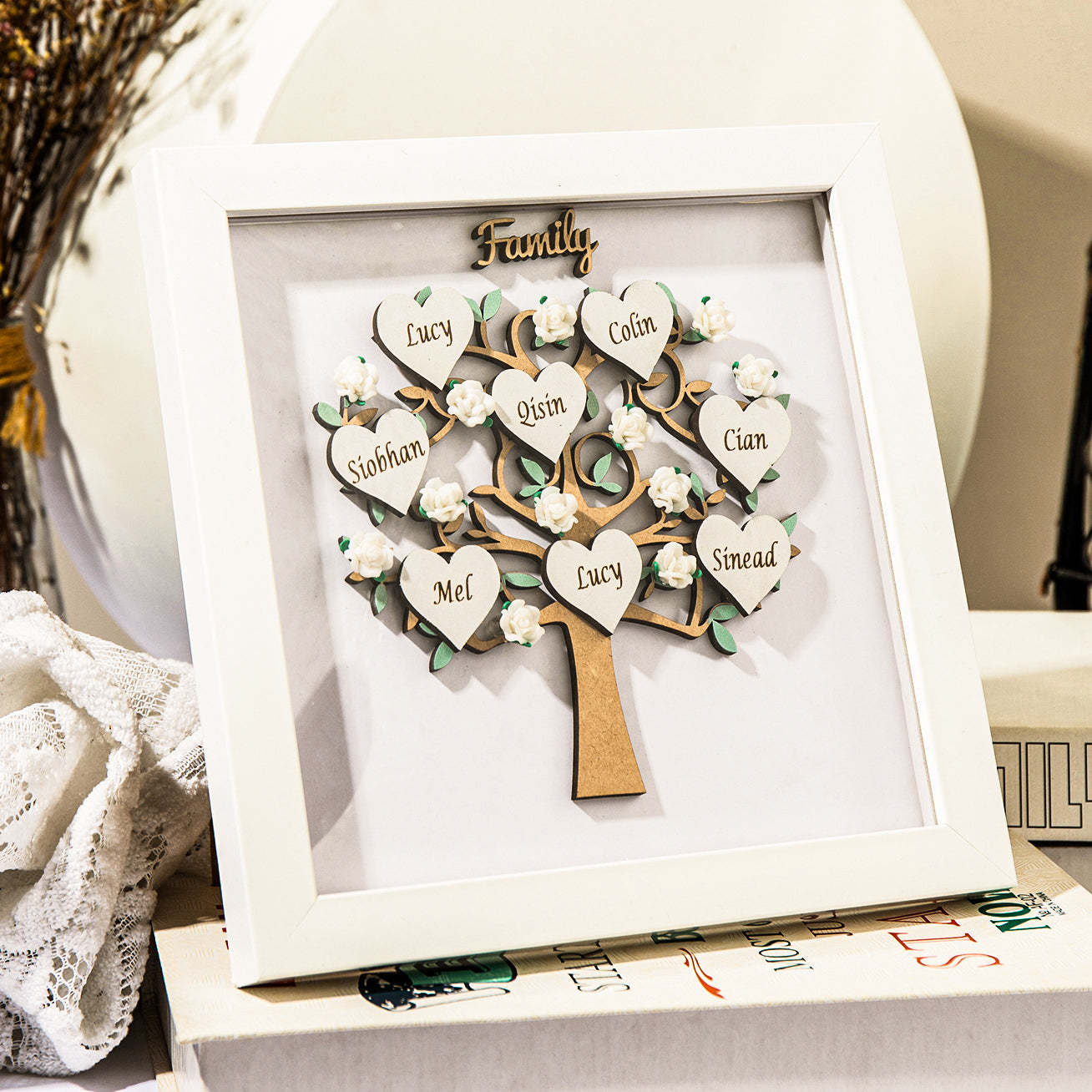 Mother's Day Gift Personalized Family Tree Frame Night Light Custom 5 Names Gifts for Family-Engravingift