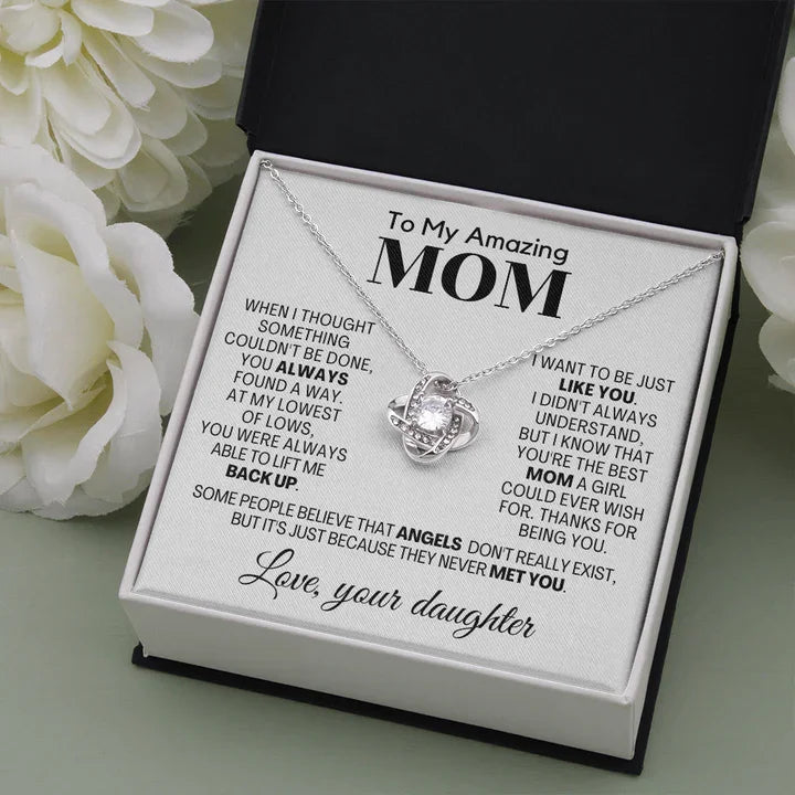 Mother's Day Gift To My Amazing Mom Love Knot Necklace Gift Set"Thanks for being you"