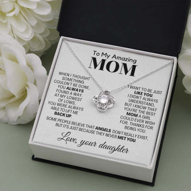 Mother's Day Gift To My Amazing Mom Love Knot Necklace Gift Set"Thanks for being you"