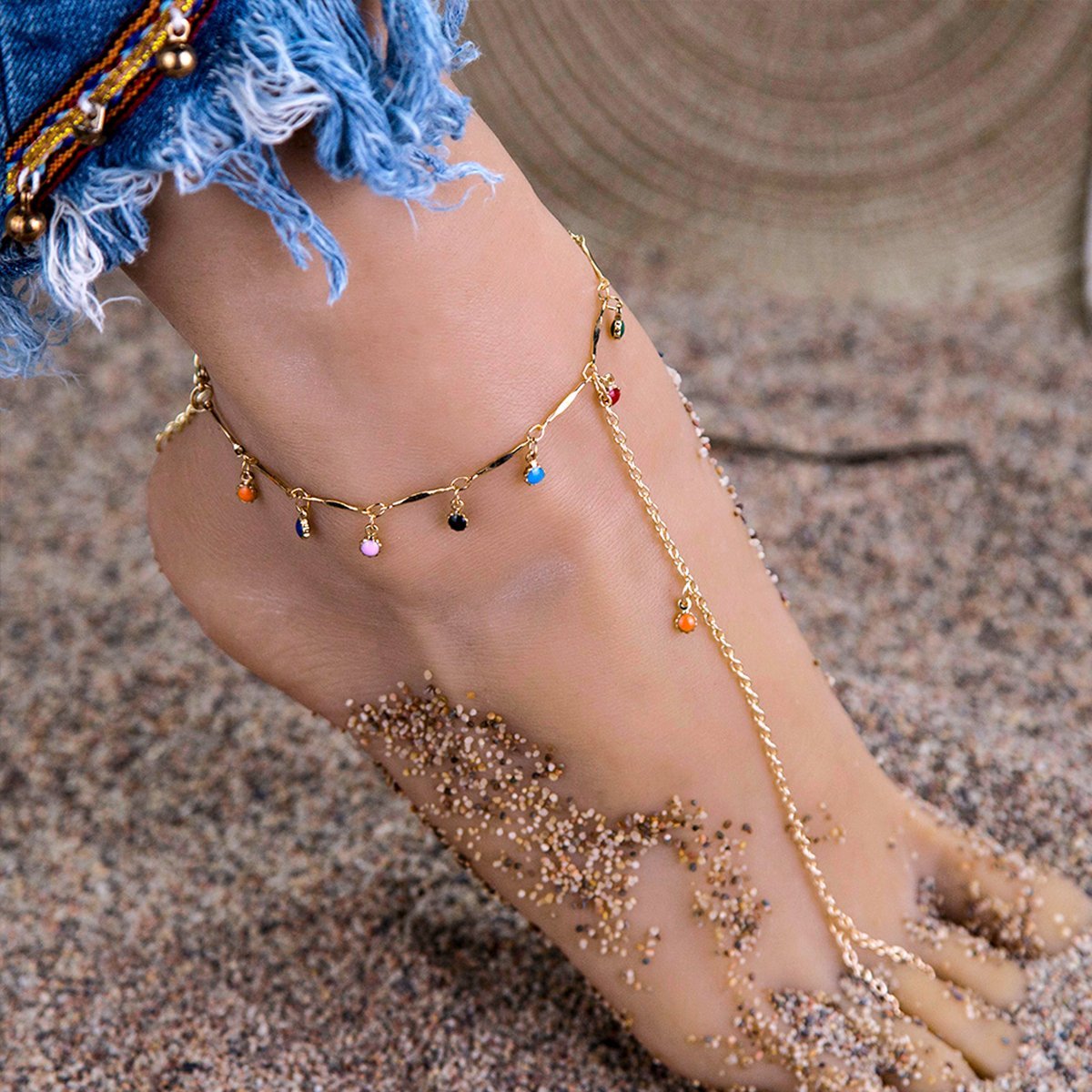 Mother's Day Gift Cuban Chain Anklet Rainbow Anklet Fashion Jewelry for Women-Engravingift