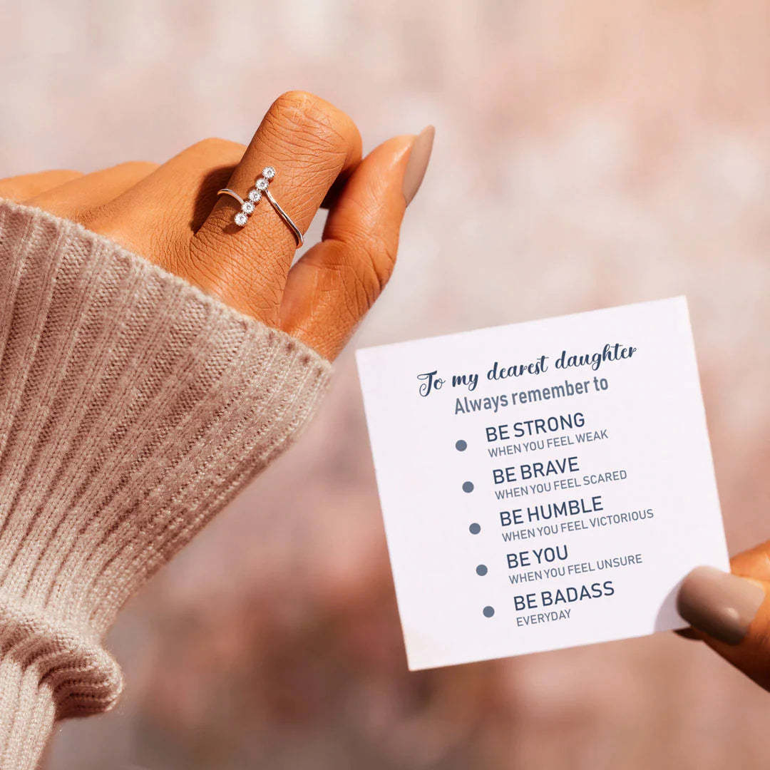 Mother's Day Gift To My Dearest Daughter Dots Ring "Be Badass Everyday"-Engravingift