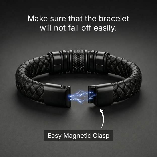 Black Personalized Braided Leather Bracelet for Men