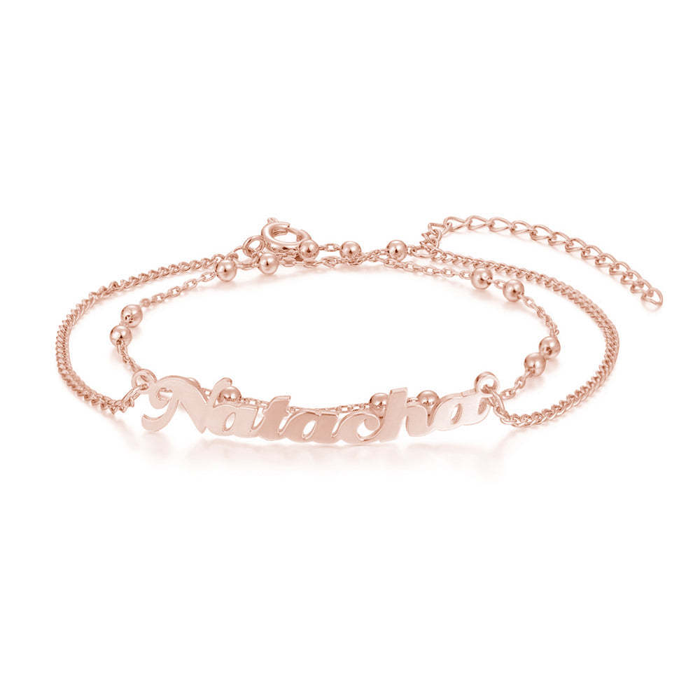 Custom Name Anklet Bracelet Double Layers Classic Anklet-Engravingift