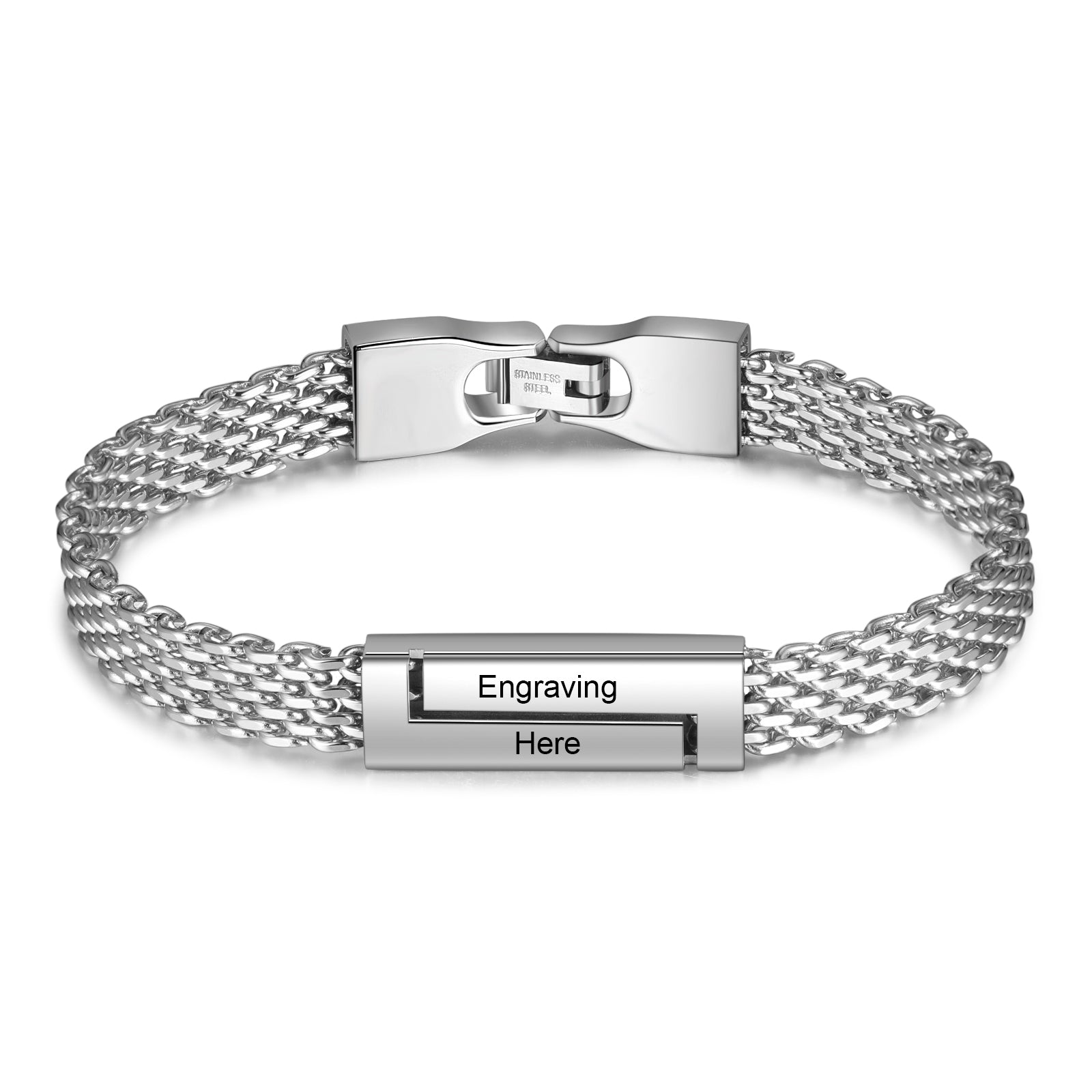 Father'sDay Gift Mother'sDay gift Men Herringbone Bracelet Custom 2 Text Gift for Him