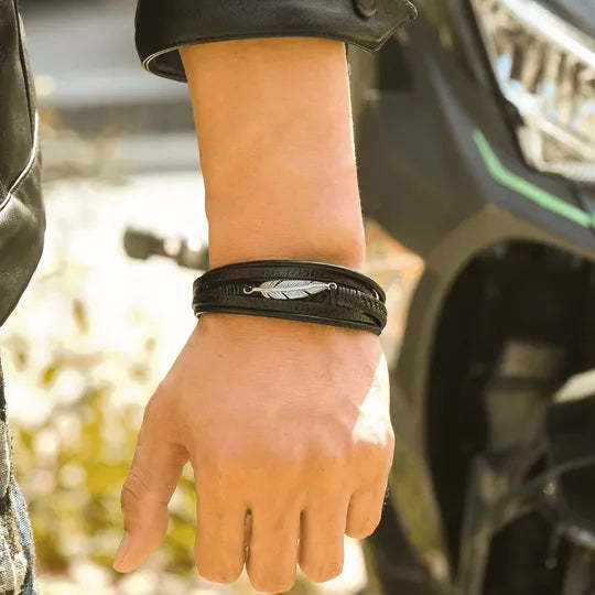 Father's Day Gift To My Son "Love You To Infinity And Beyond" Feather Bracelet for son-Engravingift