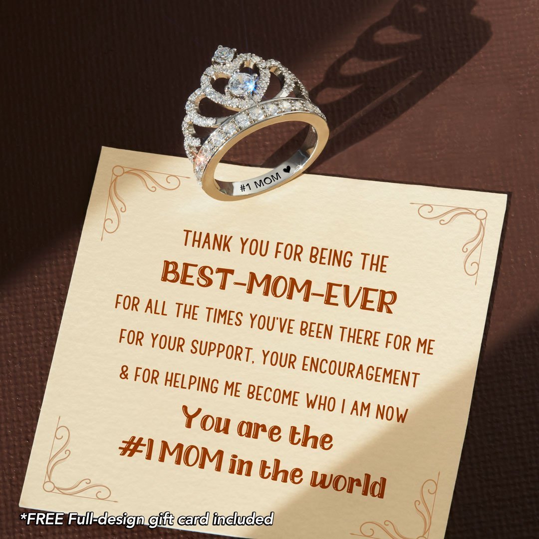 Mother's Day Gift MOM Crown Ring Vintage Mother wedding Diamond Ring-Engravingift