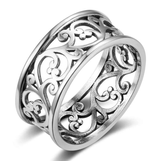 Mother's Day Gift Leaf Filigree Rings Vintage Style 925 Sterling Silver Rings For Women-Engravingift