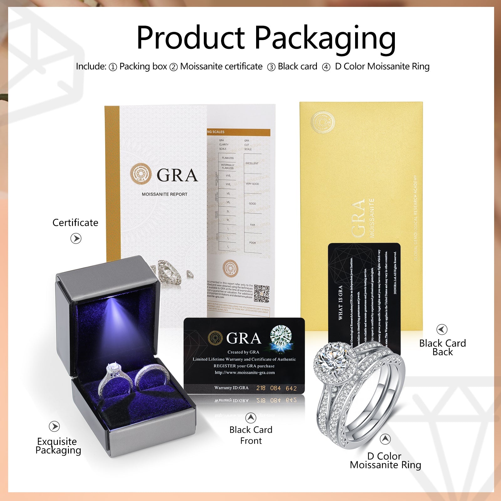 Mother's Day Gift Round Cut Moissanite Diamond Ring Set Dainty Solitaire Engagement Ring-Engravingift