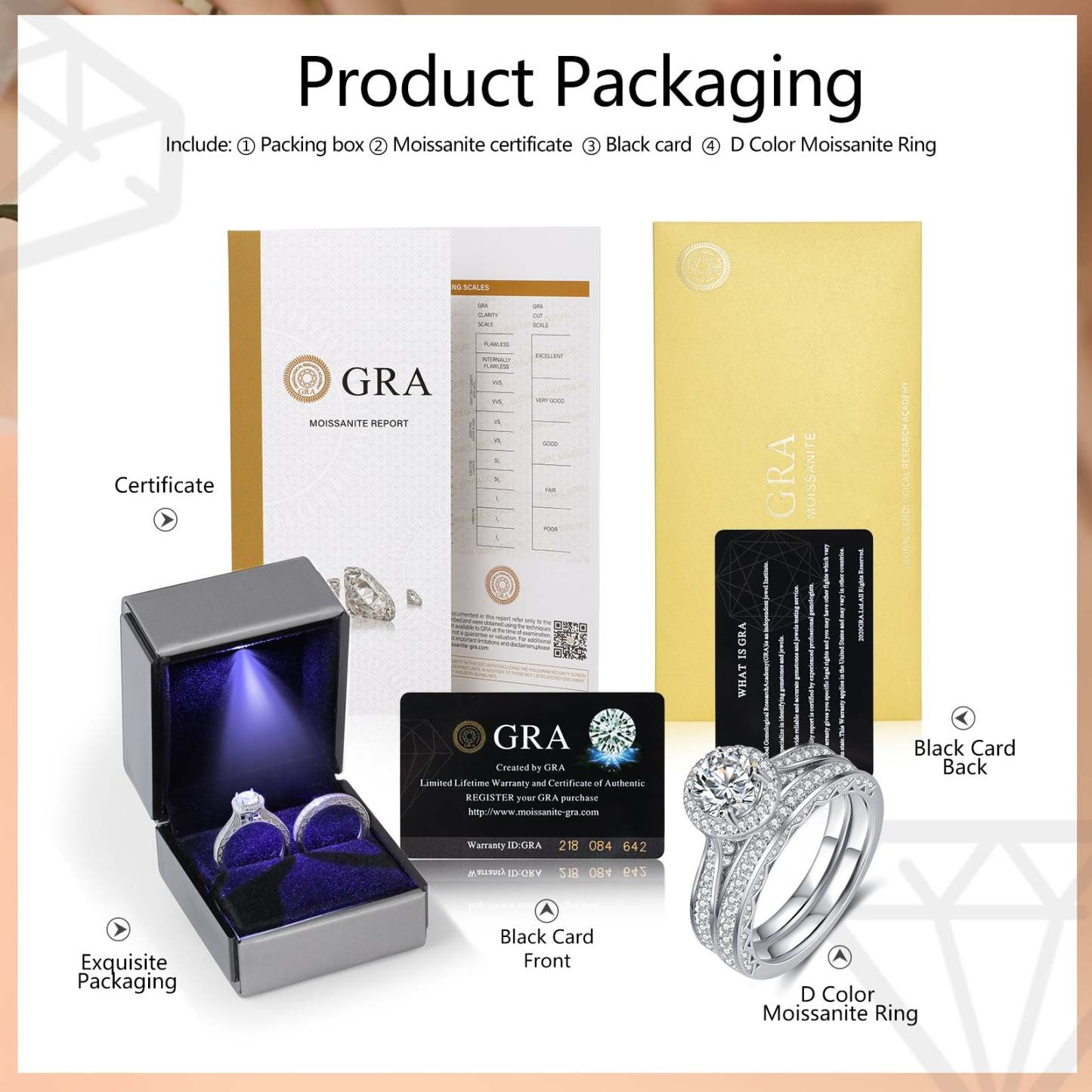 Mother's Day Gift Round Cut Moissanite Diamond Ring Set Dainty Solitaire Engagement Ring-Engravingift