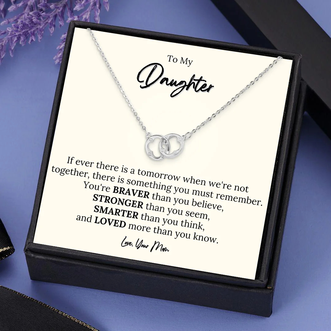 To My Daughter Interlocking Circle Necklace "You Are Braver Than You Believe"