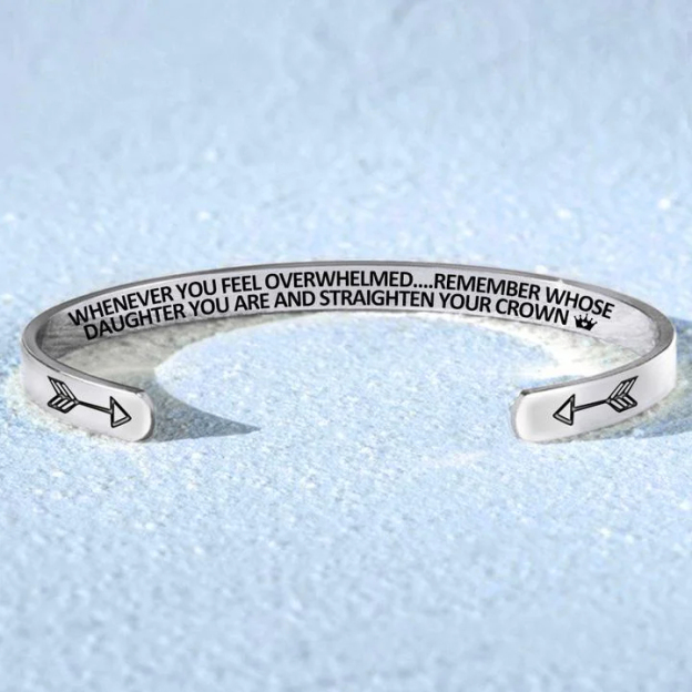 To My Badass Daughter Crown Cuff Bracelet "Straighten Your Crown"