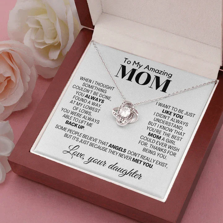 Mother's Day Gift To My Amazing Mom Love Knot Necklace Gift Set"Thanks for being you"