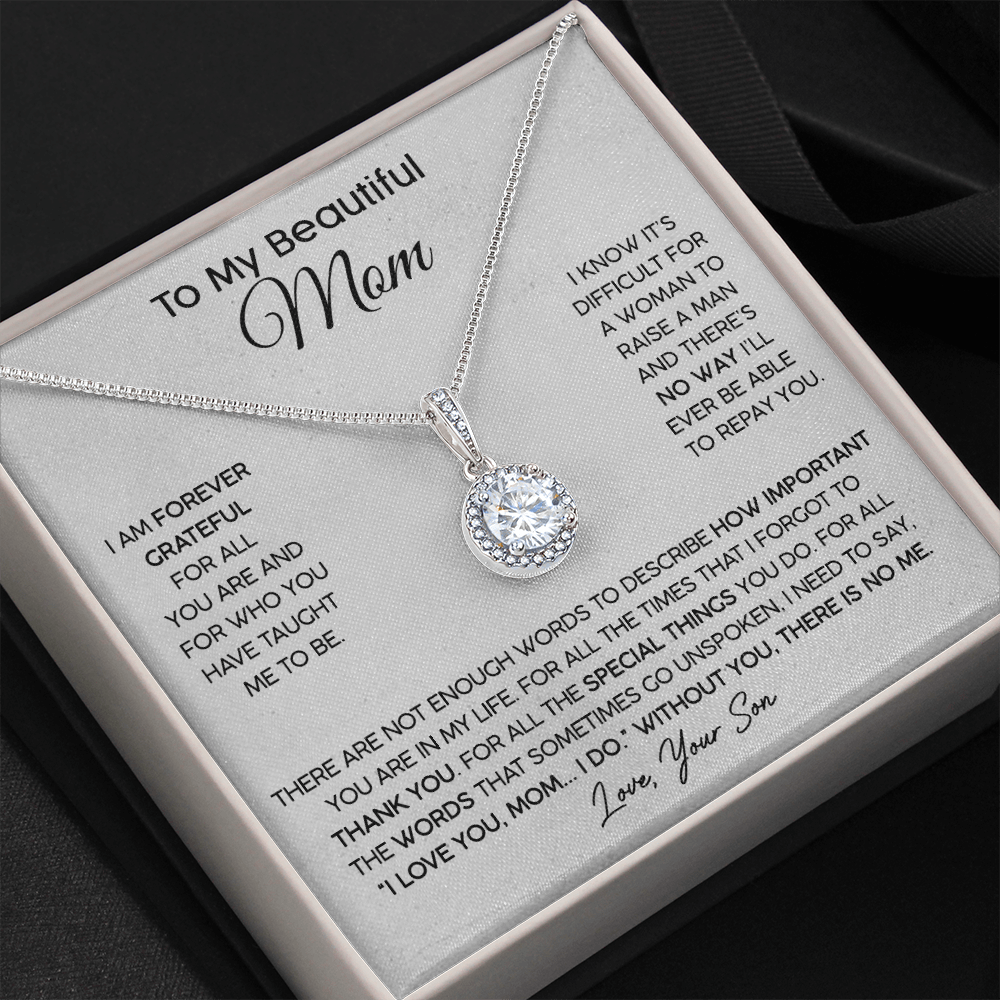 Mother's Day Gift To My Beautiful Mom S925 Sterling Silver Necklace "FOR ALL THE TIMES THAT I FORGOT TO THANK YOU"-Engravingift
