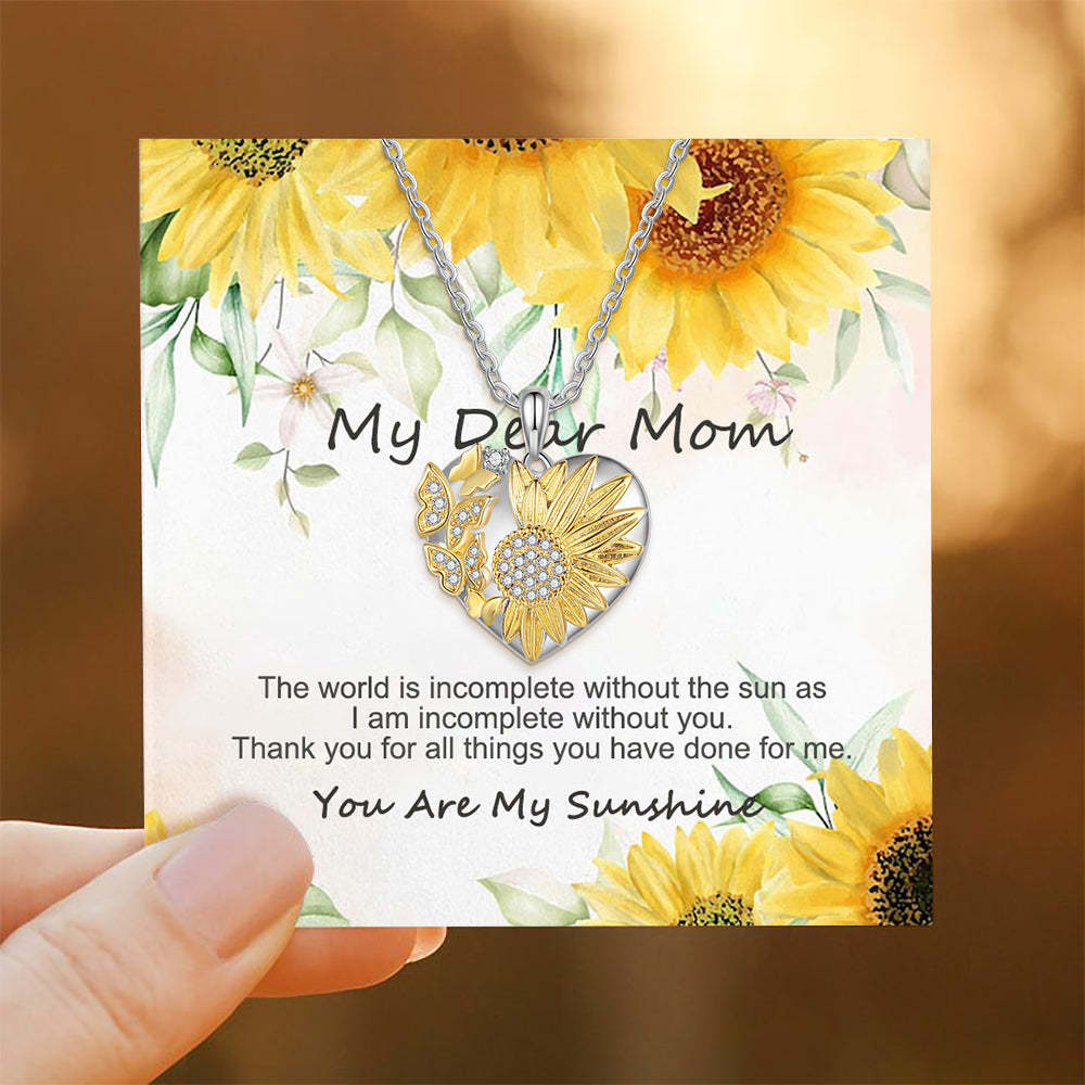 Mother's Day Gift For My Daughter - I am incomplete without you Heart Butterfly Sunflower Necklace-Engravingift