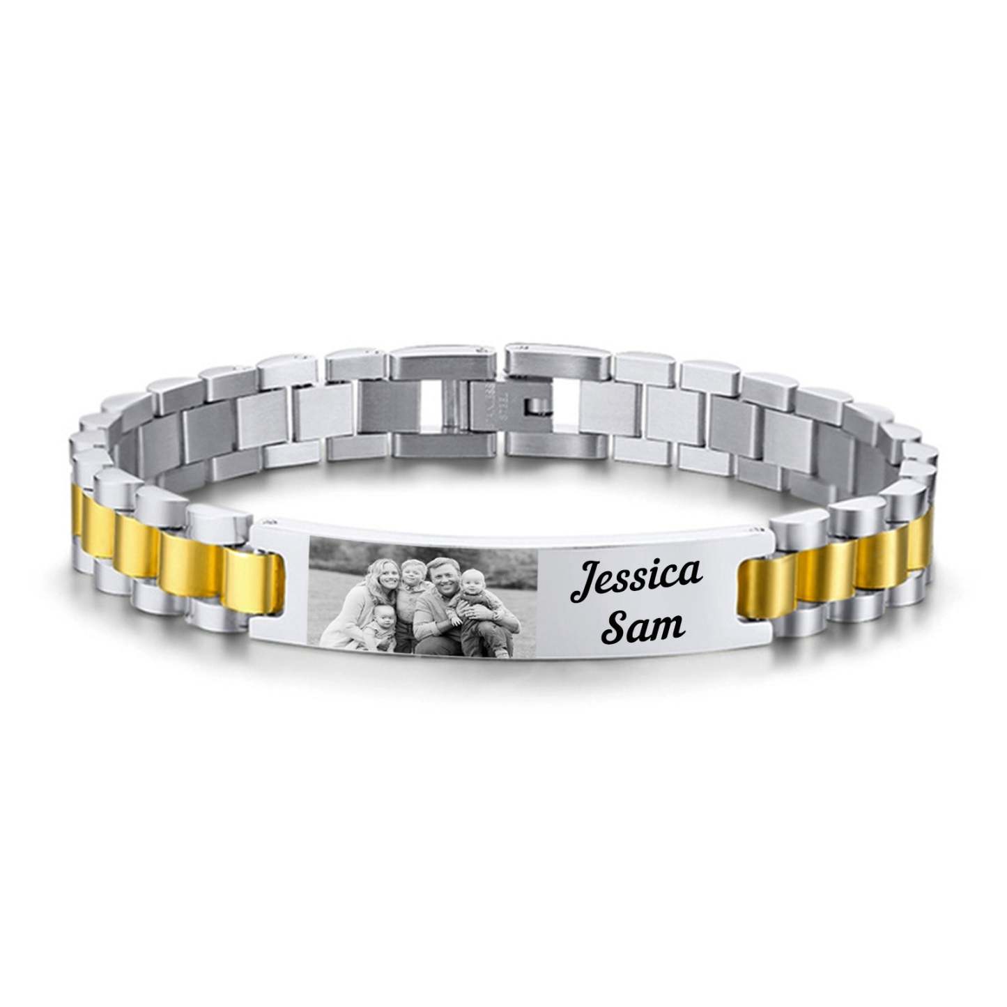 Mother's Day Gift Personalized ID Bar Bracelet with Name and Photo Bracelet Father's Day Gift