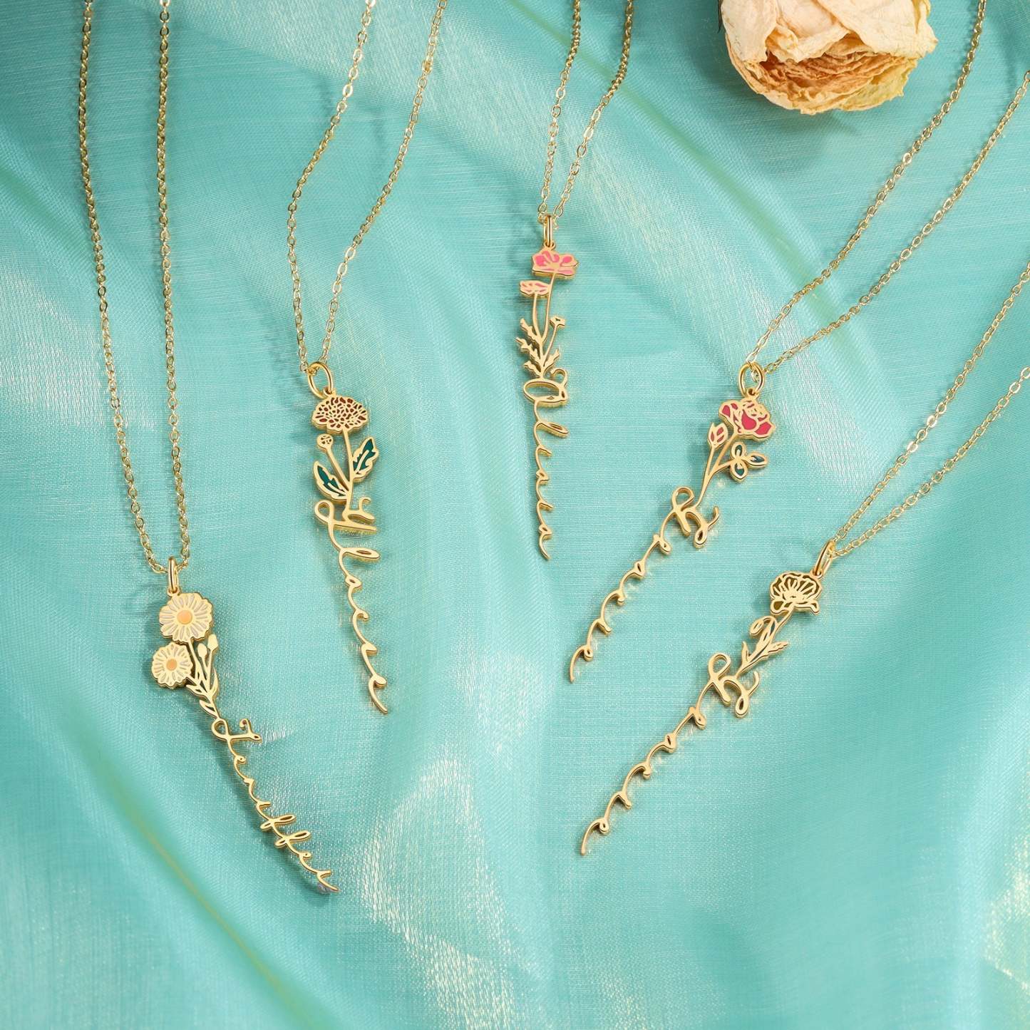 Mother's Day Gift Chrysanthemum Name Necklace Custom November Birth Flower Necklace for Her-Engravingift