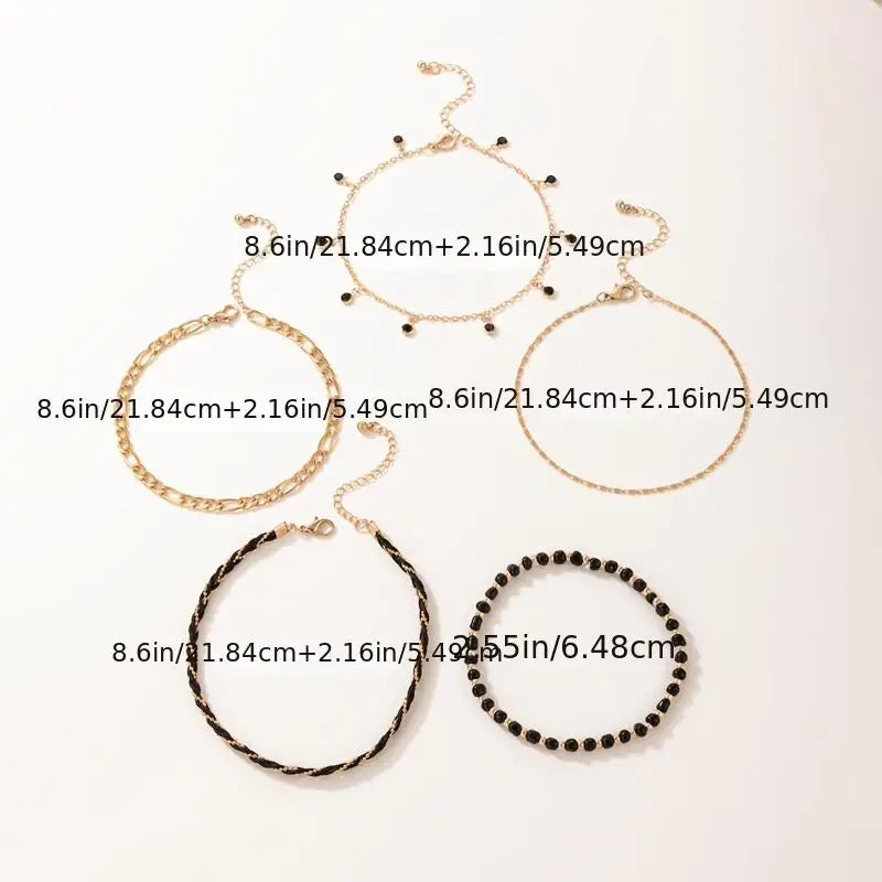Mother's Day Summer Beach Style Anklet Set Adjustable Foot Jewelry Bohemian Multilayer Ankle Chain Bracelet-Engravingift