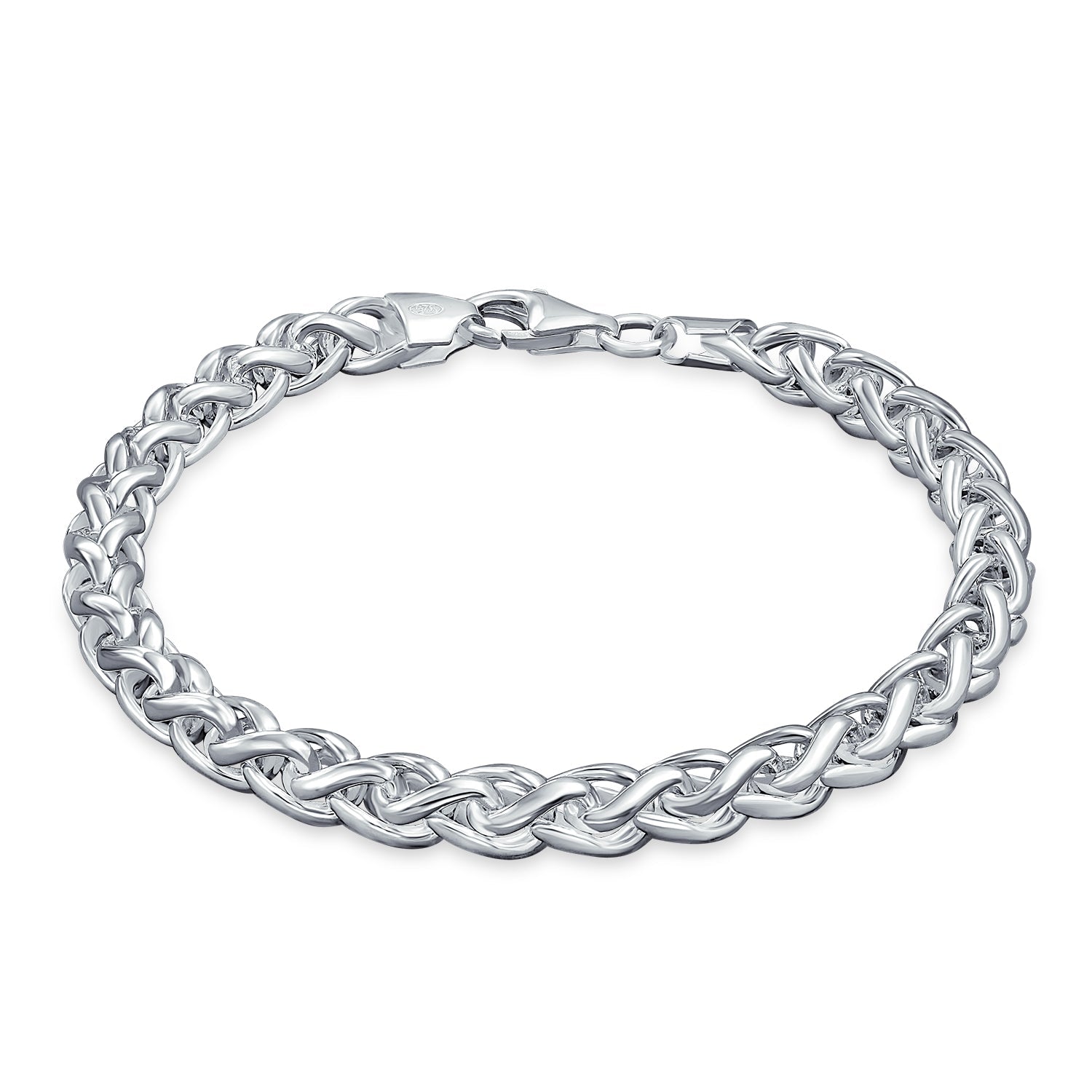 Father's Day Gift Heavy Paper Clip, Wheat, Marine Chain Link Bracelet 3,6,7MM 925 Silver-Engravingift