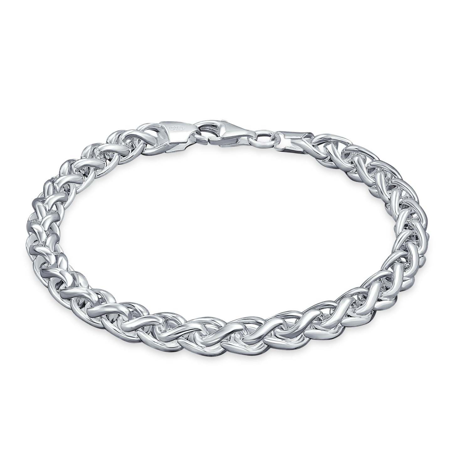 Father's Day Gift Heavy Paper Clip, Wheat, Marine Chain Link Bracelet 3,6,7MM 925 Silver-Engravingift