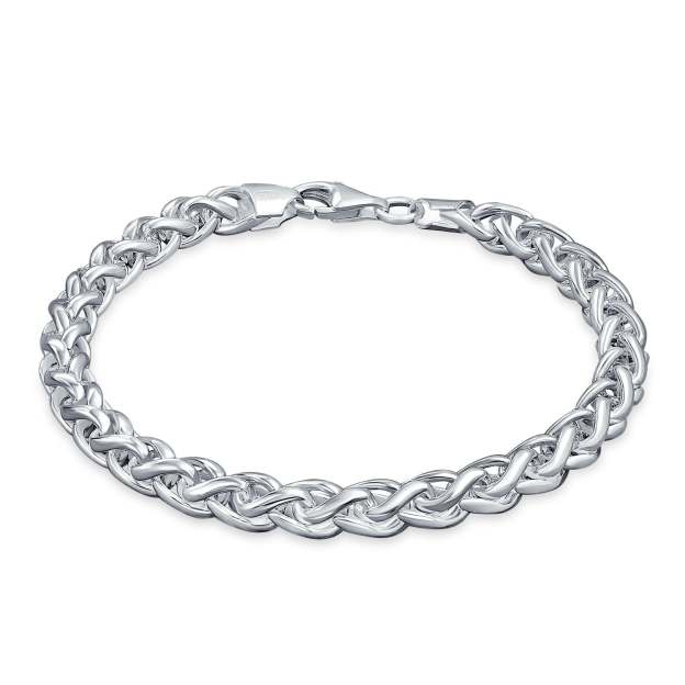Father's Day Gift Heavy Paper Clip, Wheat, Marine Chain Link Bracelet 3,6,7MM 925 Silver-Engravingift