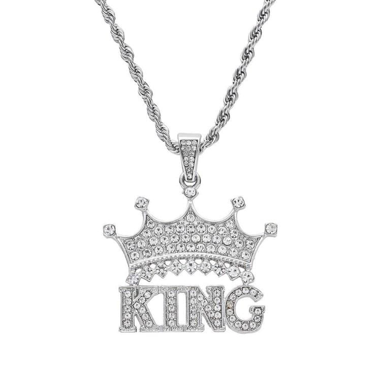 Sparkling Diamond Crown Name Necklace