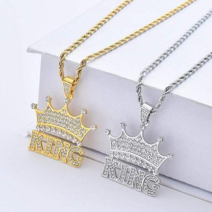 Sparkling Diamond Crown Name Necklace