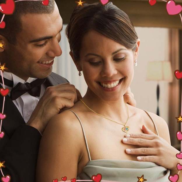 Valentine's Day Gift Forever Love Birthstone & Diamond Heart Pendant Necklace