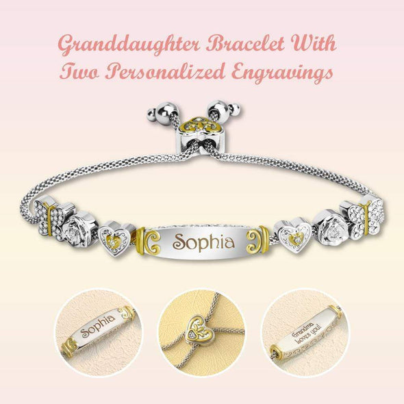 Christmas Gift Granddaughter Bolo Bracelet With Personalized Engravings