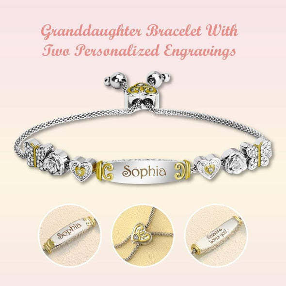 Christmas Gift Granddaughter Bolo Bracelet With Personalized Engravings