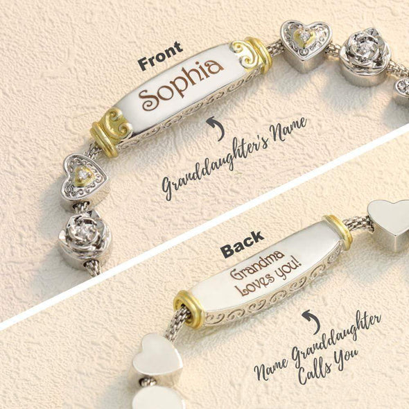 Christmas Gift Granddaughter Bolo Bracelet With Personalized Engravings