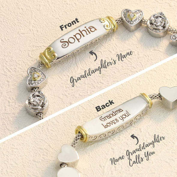 Christmas Gift Granddaughter Bolo Bracelet With Personalized Engravings