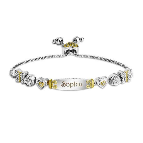 Christmas Gift Granddaughter Bolo Bracelet With Personalized Engravings