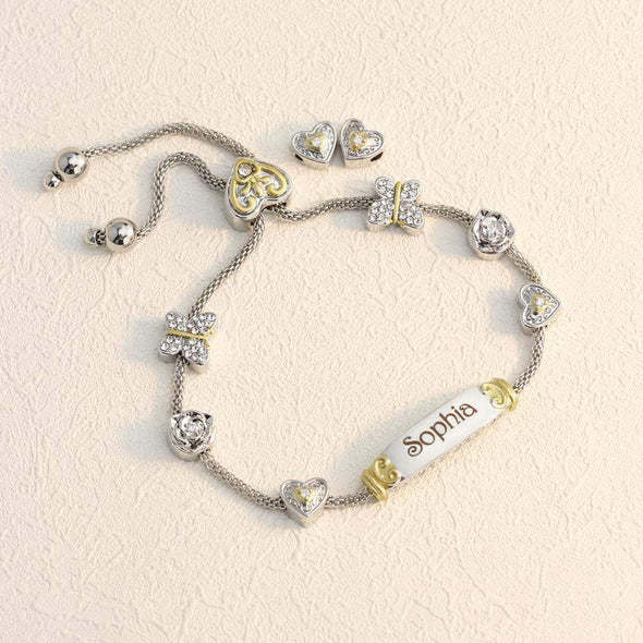 Christmas Gift Granddaughter Bolo Bracelet With Personalized Engravings